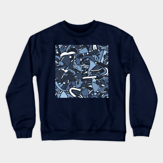 Navy Blue Papercut Shapes Crewneck Sweatshirt by matise